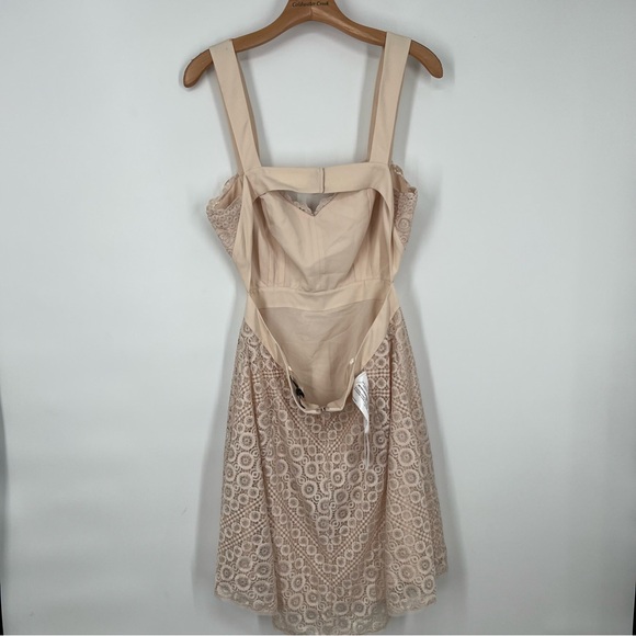 SOLD BCBGMaxAzria NEW Beige Silver Alena Lace Mini Dress - Picture 6 of 9